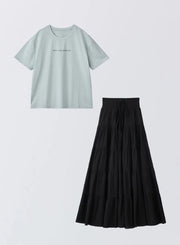 [SET]サマーロゴTシャツ+フラワーペタルスカート - MES VACANCES