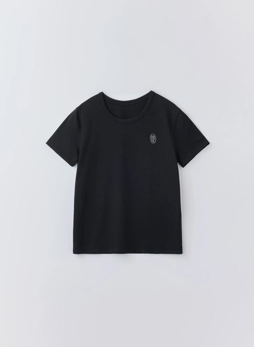 ロゴ刺繍Tシャツ (BLACK / S)