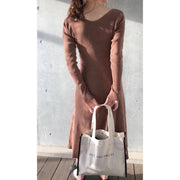 Organic cotton リブニットワンピース - MES VACANCES