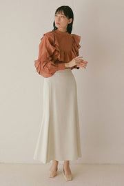 スタンドカラーフリルブラウス - LES TROIS GRACES