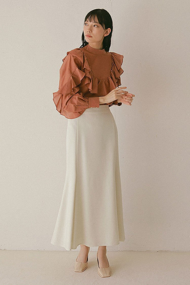 スタンドカラーフリルブラウス - LES TROIS GRACES