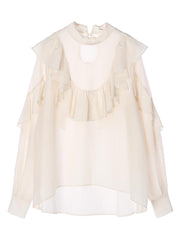 スタンドカラーフリルブラウス - LES TROIS GRACES