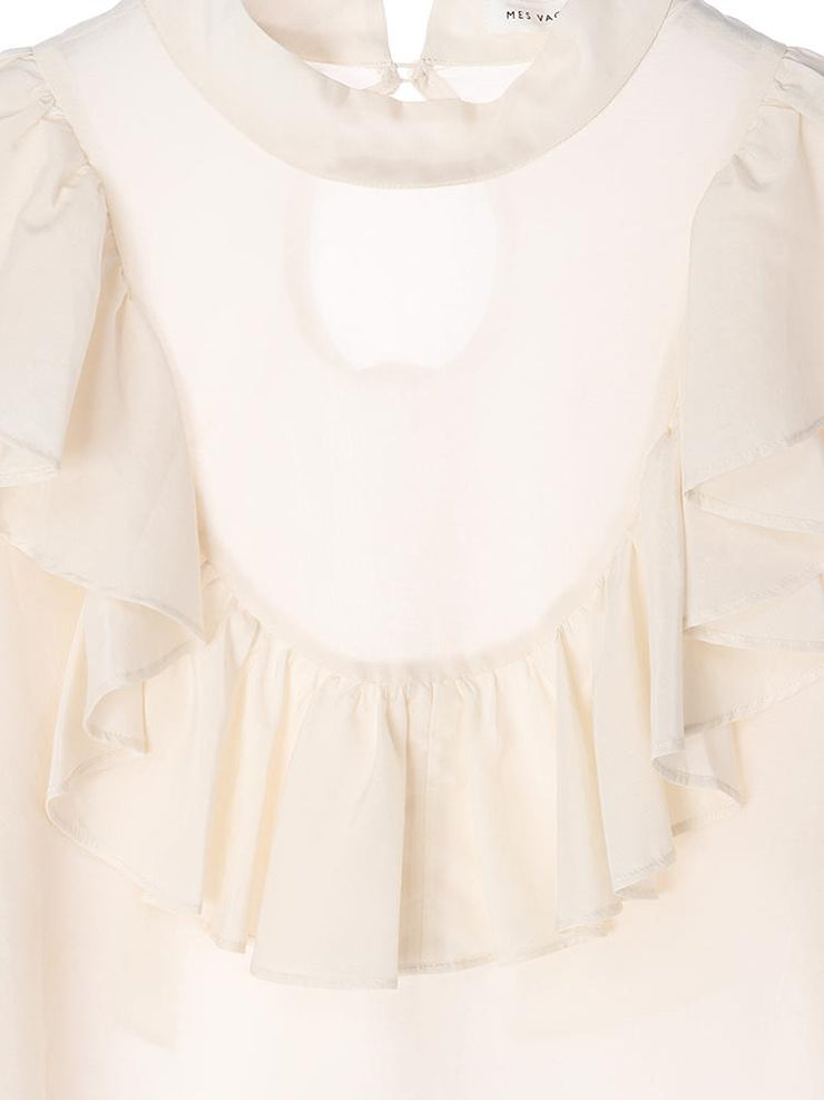 スタンドカラーフリルブラウス - LES TROIS GRACES