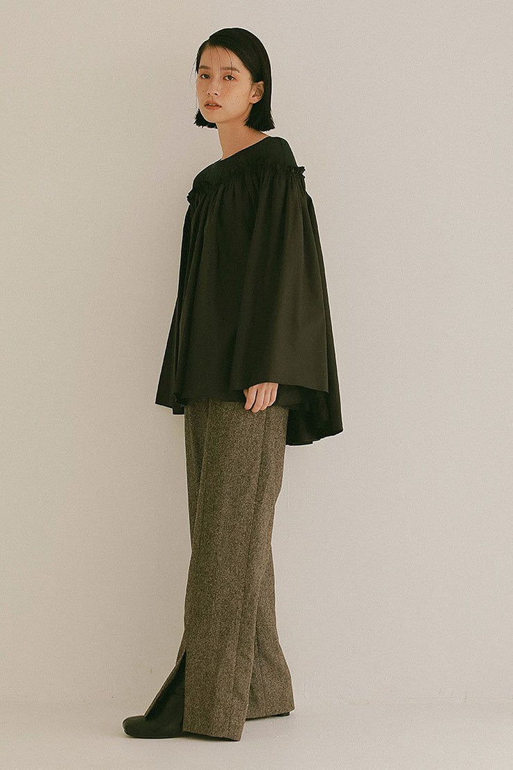 Recycle wool カマ―ベルトパンツ - LES TROIS GRACES
