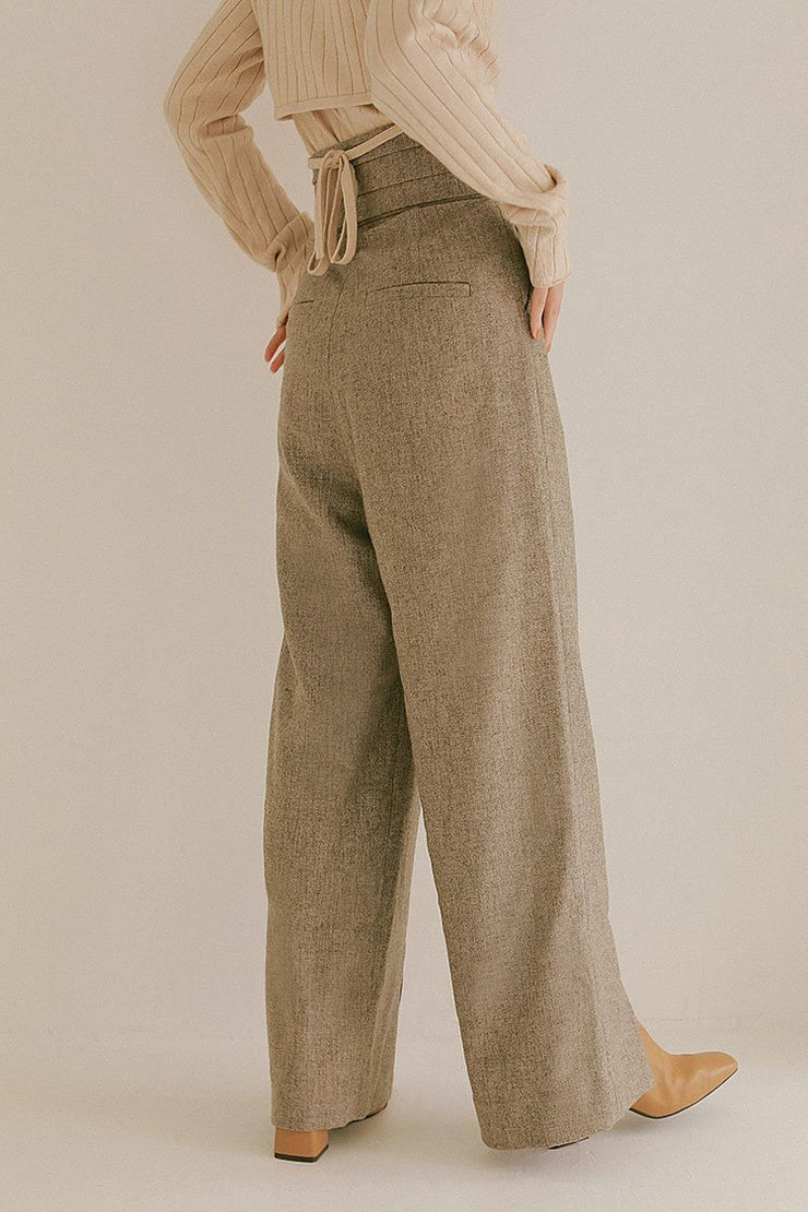 Recycle wool カマ―ベルトパンツ - LES TROIS GRACES