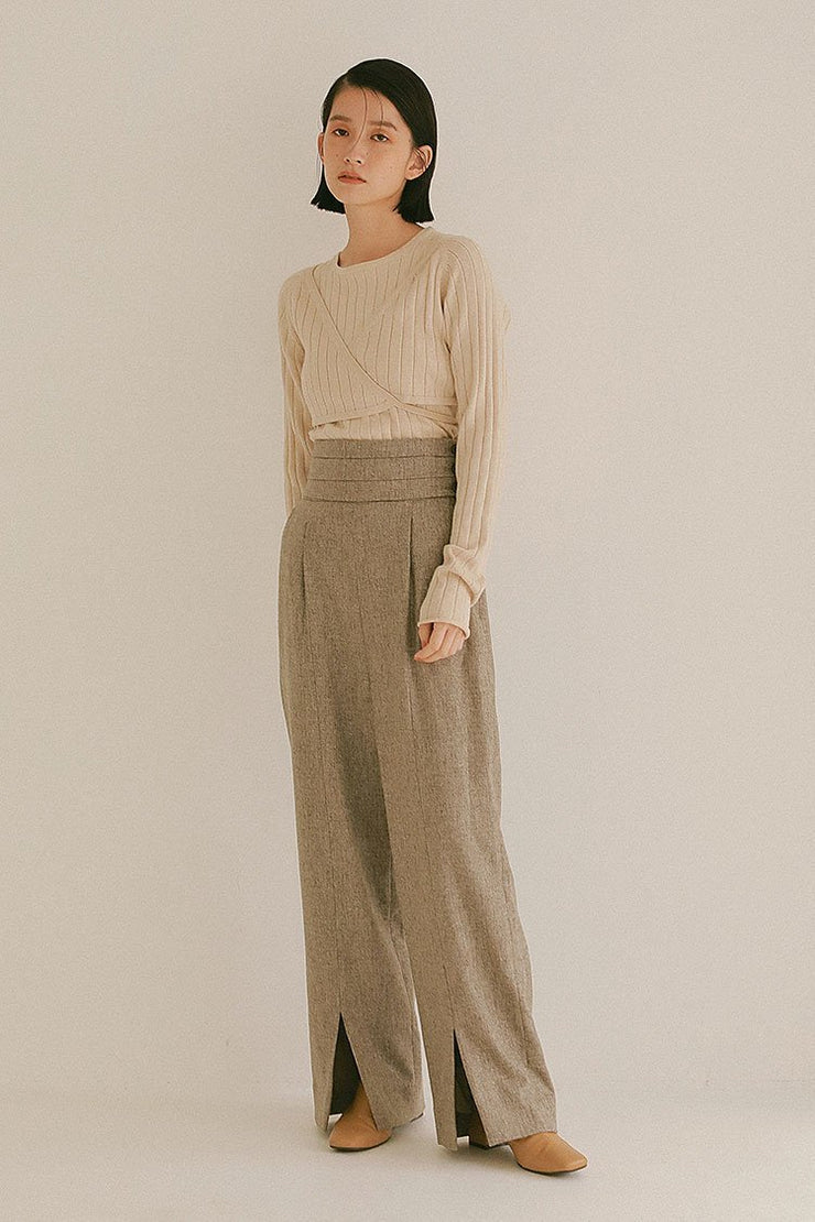 Recycle wool カマ―ベルトパンツ - LES TROIS GRACES