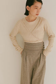Recycle wool カマ―ベルトパンツ - LES TROIS GRACES