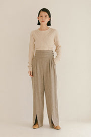 Recycle wool カマ―ベルトパンツ - LES TROIS GRACES