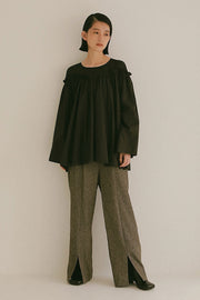 Recycle wool カマ―ベルトパンツ - LES TROIS GRACES